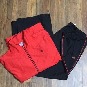 Red and black Adidas tracksuit.  XL. EUC